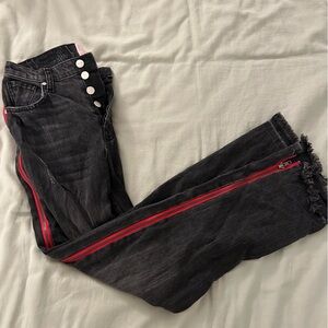 Revice jeans with red zippers up the side